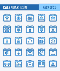 25 Calendars. Two Color icons Pack. vector illustration.