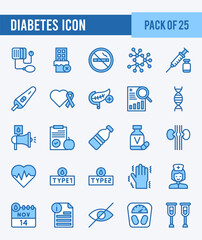 25 Diabetes. Two Color icons Pack. vector illustration.
