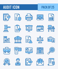 25 Audit. Two Color icons Pack. vector illustration.