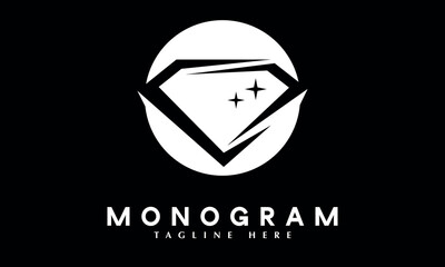 Diamond Jewelry stone abstract monogram vector logo template