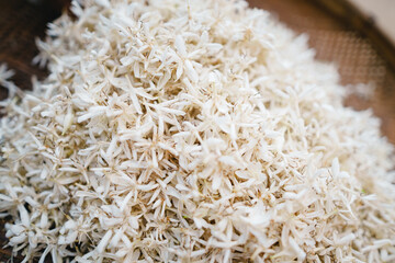 white coffee flowers in a basket