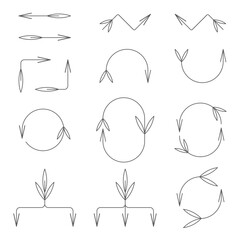 Modern vector grey set of arrows in different directions