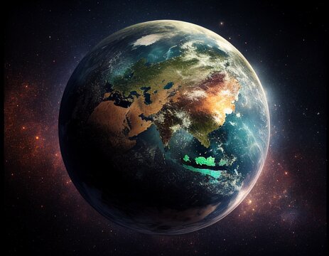 Earth with ozone layer on black background. Generative AI. © Dewi