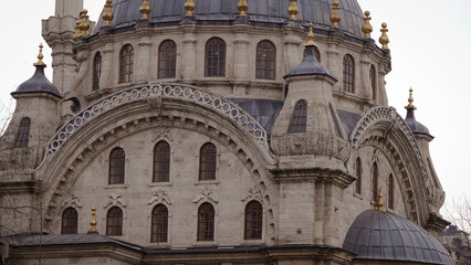 Fototapeta premium Close up view of Nusretiye Mosque is an ornate mosque located in Tophane district of Beyoğlu, Istanbul, Turkey. It was built in 1823–1826 by Sultan Mahmut II.