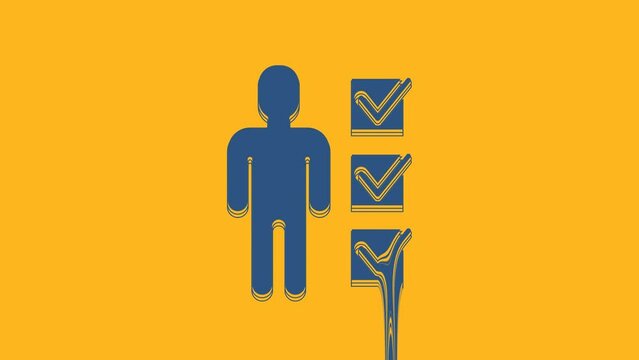 Blue User of man in business suit icon isolated on orange background. Business avatar symbol user profile icon. Male user sign. 4K Video motion graphic animation