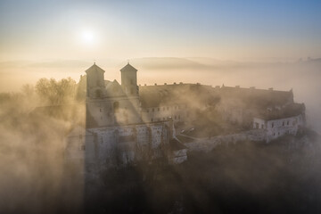 Tyniec baptistery in the fog, Krakow, Poland