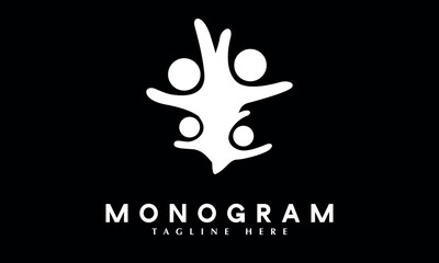 Family icon abstract monogram vector logo template