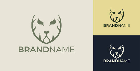 Fototapeta na wymiar Lion logo design, deer antler logo design 