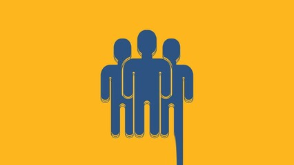 Blue Users group icon isolated on orange background. Group of people icon. Business avatar symbol users profile icon. 4K Video motion graphic animation