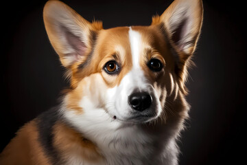 Pembroke welsh corgi dog portrait. Generative ai design.