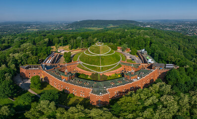 Aerial view of Kosciuszko Mound in Krakow, Poland