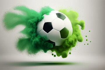 soccer ball with smoke on white background , Generative AI