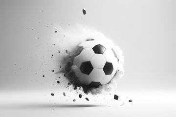 Fototapeta premium soccer ball with smoke on white background , Generative AI