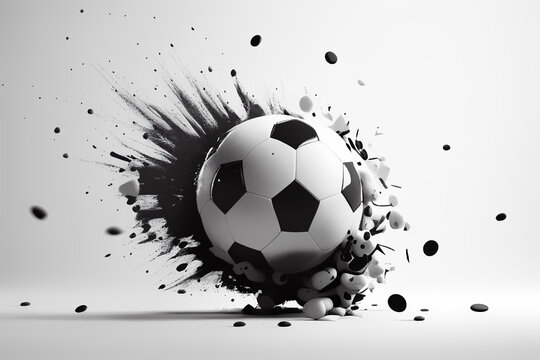 soccer ball with smoke on white background , Generative AI