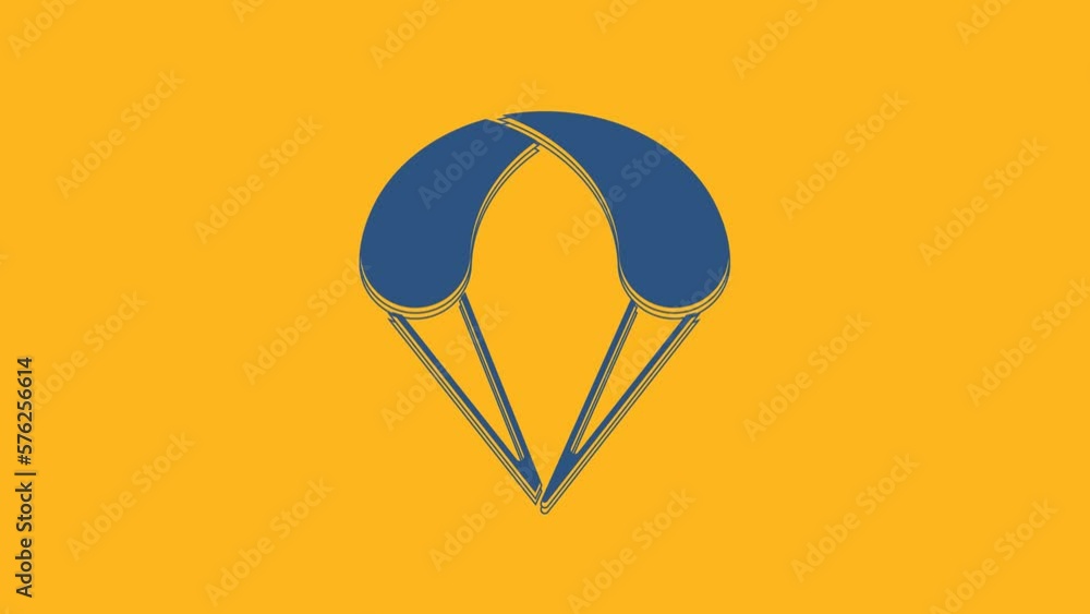 Canvas Prints blue parachute icon isolated on orange background. extreme sport. sport equipment. 4k video motion g