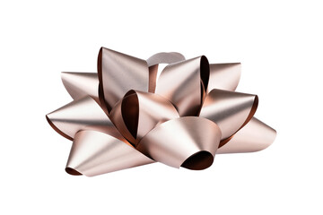 Red bow isolated on white background with clipping path. Full Depth of field. Focus stacking. PNG	
