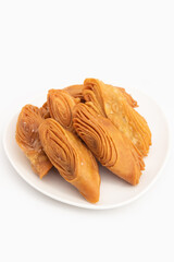 Indian Madatha Thumb Khaja Also Called Gottam Kaja, Badusha, Chirote, Kakinada Kaaja Is Traditional Layered Sweet Puff Pastry Famous In Andhra, Bengal, Gujrat, Bihar, Agra, Odisha, Orrisa In India