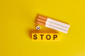 Cigarettes next to the inscription 