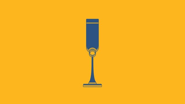 Blue Jewish goblet icon isolated on orange background. Jewish wine cup for kiddush. Kiddush cup for Shabbat. 4K Video motion graphic animation