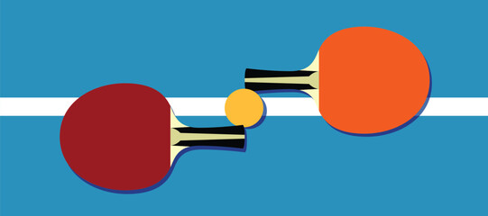 racket and ball for playing ping pong