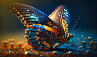 Fototapeta na wymiar A beautiful butterfly fluttering its wings