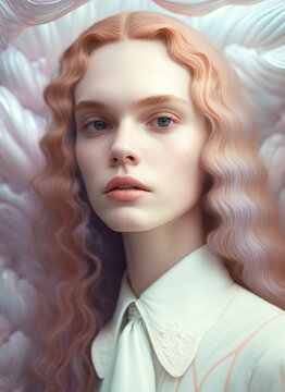 portrait of a young woman, pastel tones, Generative AI