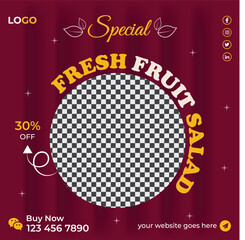 Special Fresh Fruits Salad Social Media Post Design Template