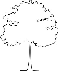 Drawing doodle tree in line art