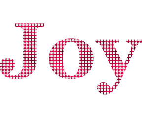 Pink color with white dots word joy with transparent background 
