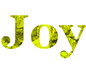 Yellow textured word joy with transparent background 