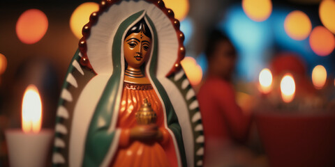 Devotion to the Virgin of Guadalupe: Sacred Wooden Figure for the Mexican Holiday