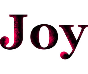 Back and pink textured word joy with transparent background 