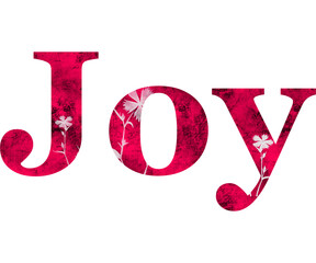 Pink color with floral ornament word joy with transparent background 