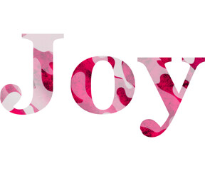 Pink color with army ornament word joy with transparent background 