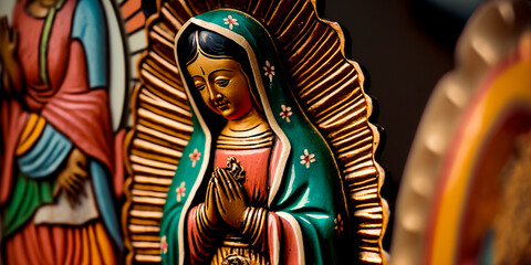 Devotion to the Virgin of Guadalupe: Sacred Wooden Figure for the Mexican Holiday