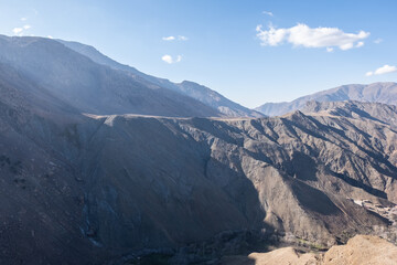 The road that crosses the Atlas mountains in Morocco