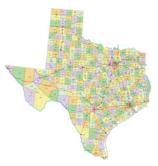 Texas - Highly detailed editable political map with labeling.