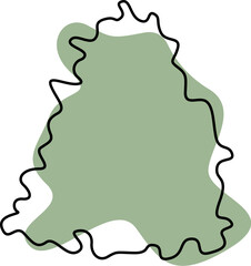 Drawing doodle tree in line art on green blot background