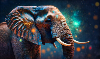 Naklejka na ściany i meble A majestic elephant with a powerful trunk