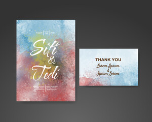 Wedding invitation with abstract watercolor background