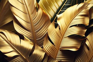 Tropical leaves and plants.Beautiful, minimalistic print for your decor for postcard, congratulations and poster. Generative AI