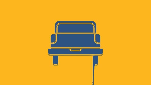 Blue Pickup truck icon isolated on orange background. 4K Video motion graphic animation