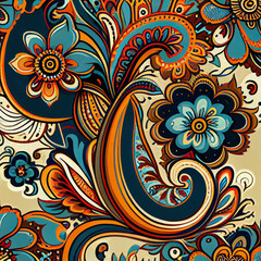 Fototapeta na wymiar seamless pattern. Vector Indian floral ornament.