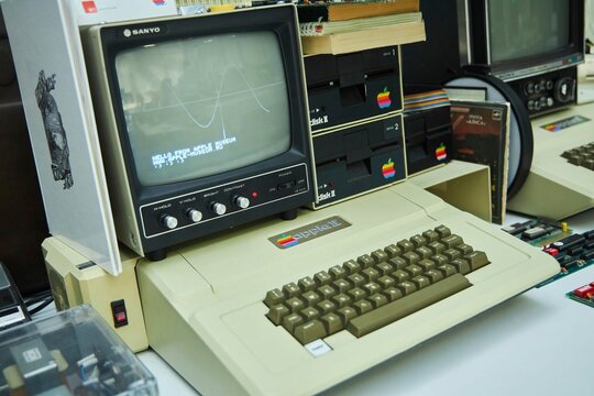 MOSCOW, Russia - May 7, 2022: Museum of Old Apple Computers. The first models of computers