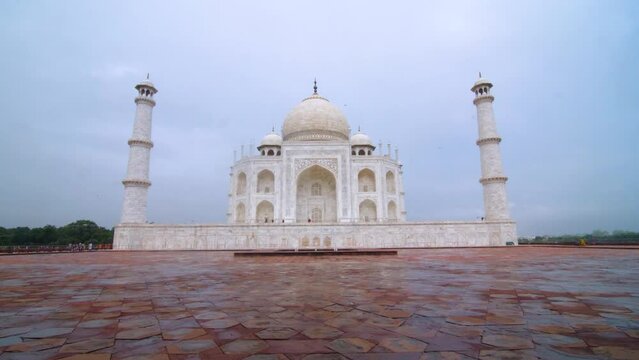 Tah Majal lateral view with no people and wet floor