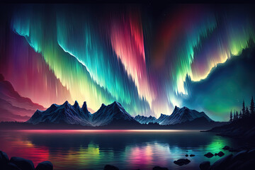 Aurora borealis. Generative Ai