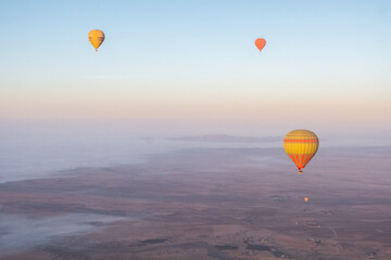 hot air balloon over Moroccan desert