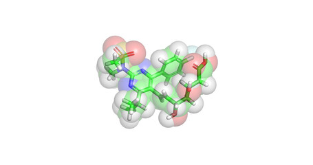 Rosuvastatin (Crestor, Ezallor, Roszet), anti-cholesterol drug 3D molecule