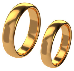 Illustration of two wedding gold rings isolated. Unity concepts. png transparent