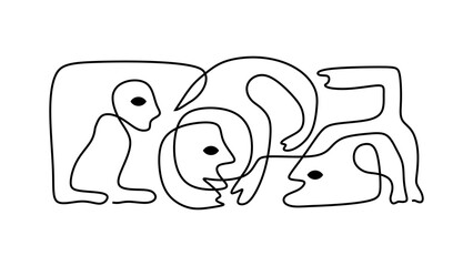 Abstract face one continuous line art drawing. Minimalist ethnic painting minimalist. Vector illustration artistic contemporary for wallpaper and poster print.